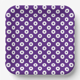 Prato De Papel Púrpura Escura Simples e Pontos Polka Brancos