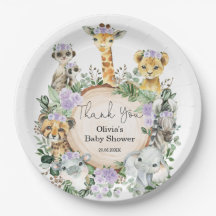 Púrpura Floral Safari Animais Selvagens Favor de A