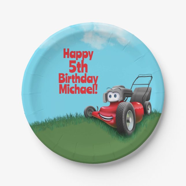 Prato De Papel Push Lawn Mower Birthday Papel Plates Bowl (Frente)