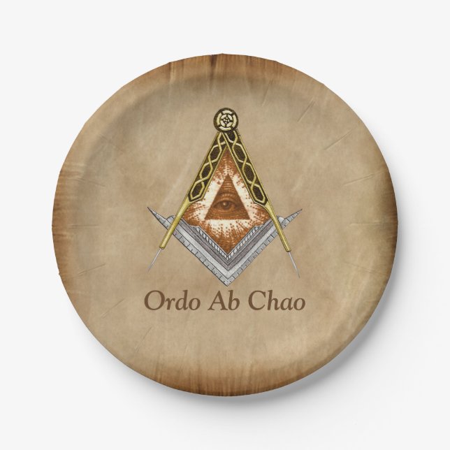 Prato De Papel Quadrado desenhado à Mão e Compasso com Todos os O (Frente)