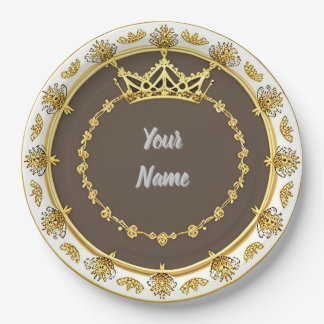 Prato De Papel Quadro circular do Ouro Elegante