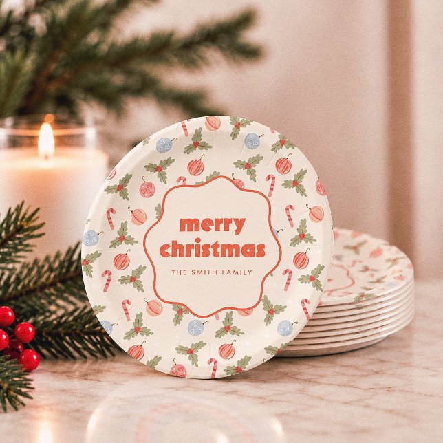 Prato De Papel Quadro Ondulado Feliz Natal (Criador carregado)