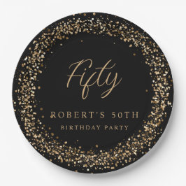 Prato De Papel Qualquer Festa de aniversário Dourada de brilho pr