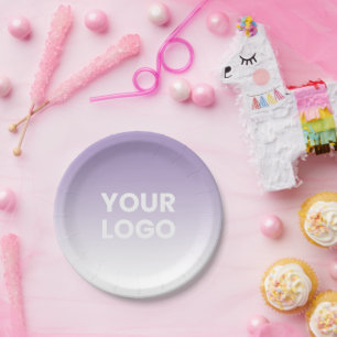 Prato De Papel Qualquer Fundo de Cor Gradiente branco e seu log