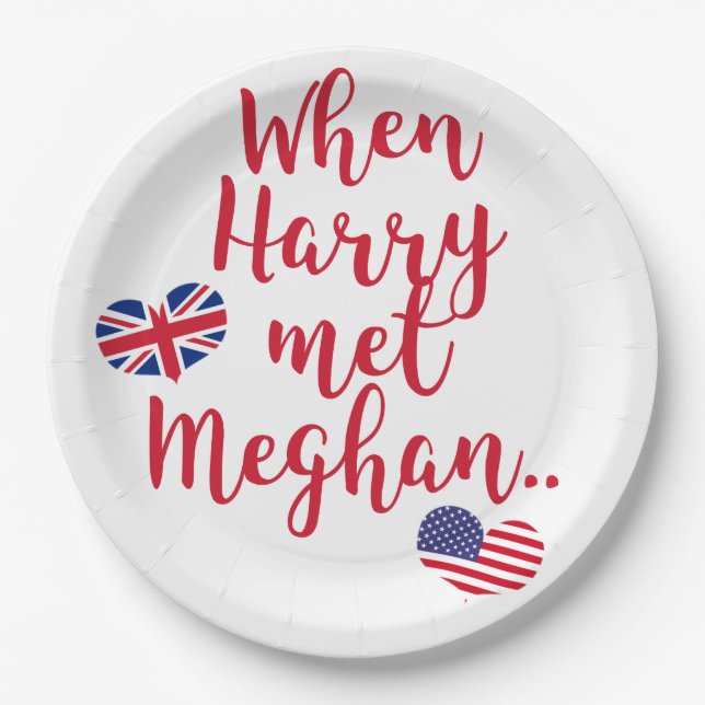 Prato De Papel Quando Harry conheceu Meghan | Casamento Real Dive (Frente)