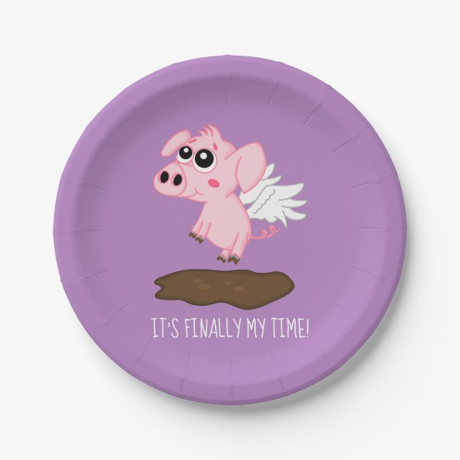 Prato De Papel Quando os suínos voam no ano do porco (Frente)