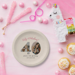 Prato De Papel Quarenta & Fabuloso Foto Personalizada 40º Anivers