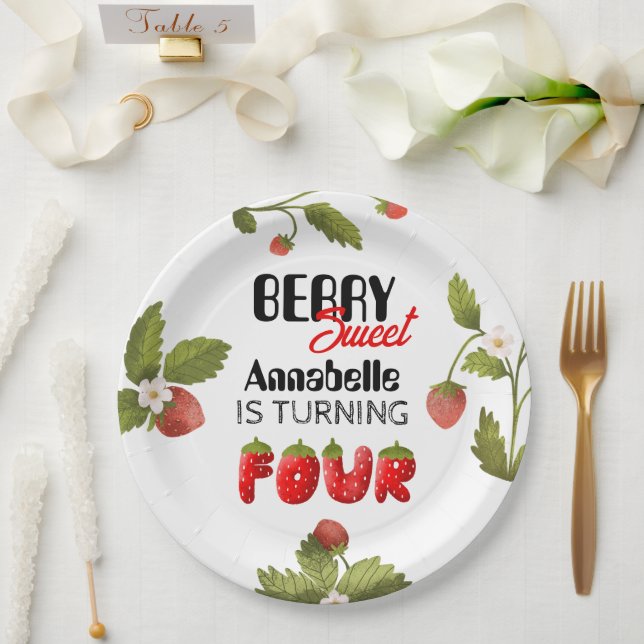 Prato De Papel Quarto Aniversário do Morango (Casamento)