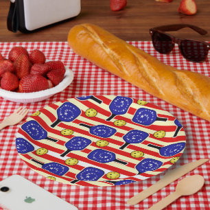 Prato De Papel Quarto de julho Bolas Amarelas Vermelhas Brancas A