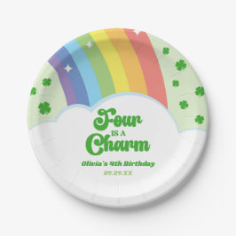 Prato De Papel Quatro é um Charm Rainbow 4º aniversário