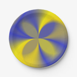 Prato De Papel Quatro Folhas Amarelas e Azuis