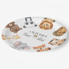 Prato De Papel Quatro safari selvagem 4º aniversário