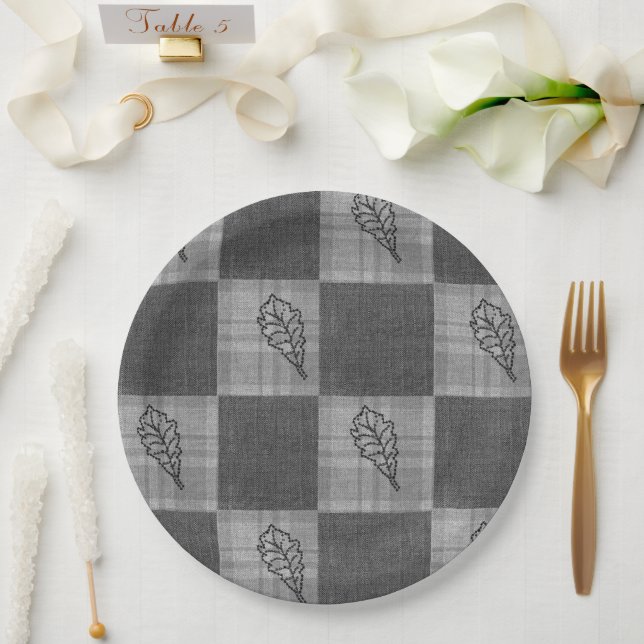 Prato De Papel Queda 4 cantos Cinzas Tons Janto Placa (Casamento)