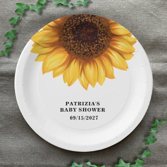 Prato De Papel Queda Chá de fraldas de girassol (Criador carregado)