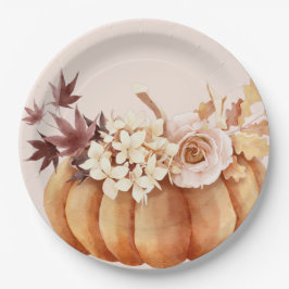 Prato De Papel Queda Floral Russo Autumn Pumpkin Aniversário