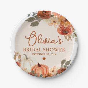Prato De Papel Queda no Chá de panela Boho Terracotta Pumpkin