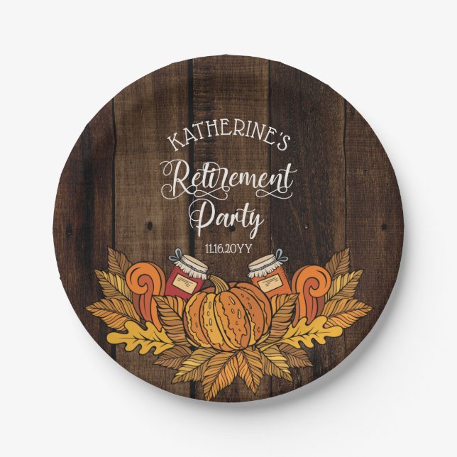 Prato De Papel Queda russa |Autumn Pumpkin Retirement Party (Frente)