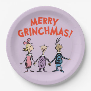 Prato De Papel Quem está de mãos dadas Merry Grinchmas