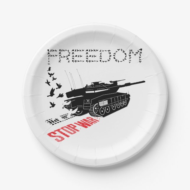 Prato De Papel Queremos paz mundial e liberdade, acabem com a gue (Frente)