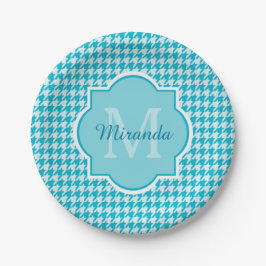 Prato De Papel Quic Monographic Turquoise Houndstooth Com Nome