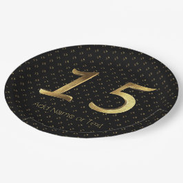 Prato De Papel Quinceanera 15 Birthday 15 Aniversário Dourado