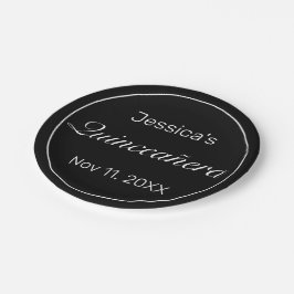 Prato De Papel Quinceañera Branca Minimalista Moderna