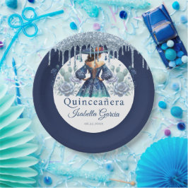 Prato De Papel Quinceañera Royal Blue Estilo Mexicano