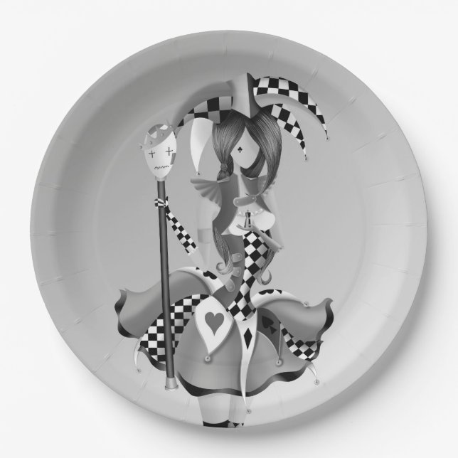 Prato De Papel Quirky Jester e Puppet King Paper Plate (Frente)