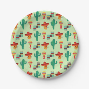 Prato De Papel Quirky Mexicano Cactus e Sombrero Patterno