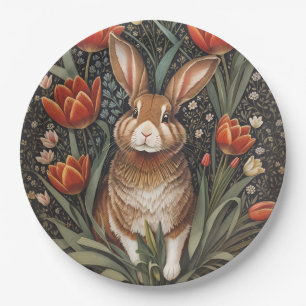 Prato De Papel Rabbit vermelho Tulipas William Morris inspiradas