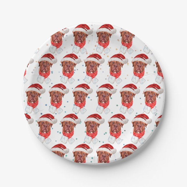 Prato De Papel Raça de Cão Mastim Francês Natal (Frente)