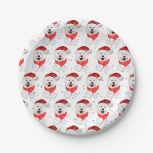 Prato De Papel Raça de Cão Samoyed Estrelas de Natal