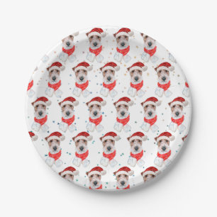 Prato De Papel Raça de Cão Wire Fox Terrier Estrelas de Natal
