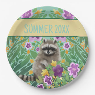 Prato De Papel Raccoon Floral Summer