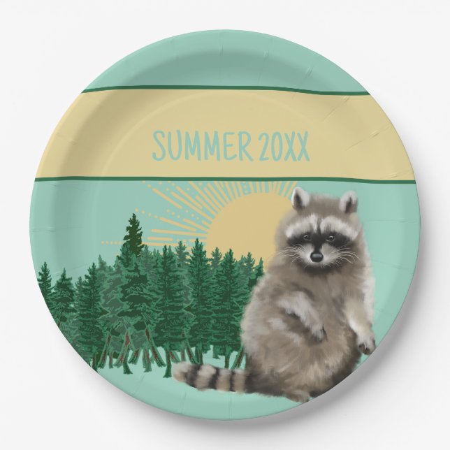 Prato De Papel Raccoon Summer (Frente)