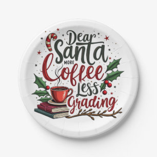 Prato De Papel Raccoon Vestindo Papai Noel e Natal