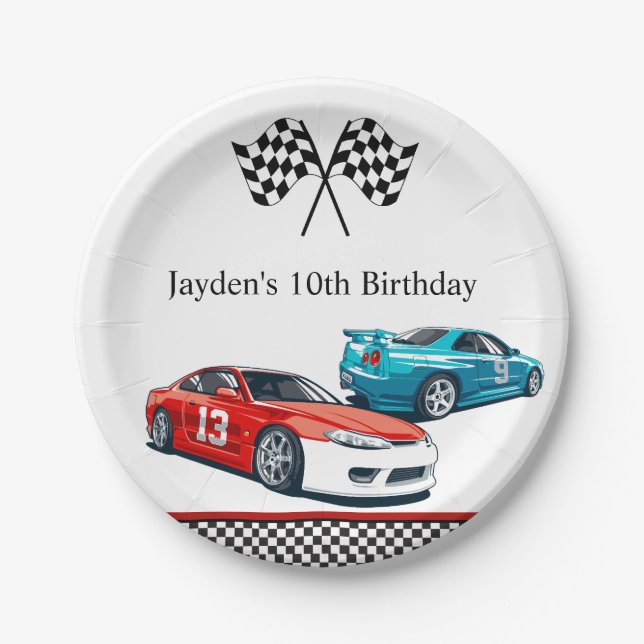 Prato De Papel Race Car Aniversário, Aniversário (Frente)