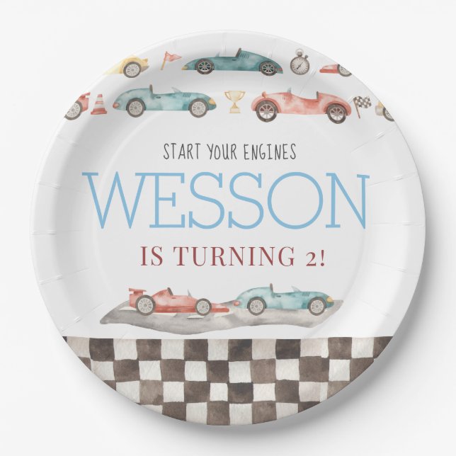 Prato De Papel Race Car - Placas de Papel de Aniversário (Frente)