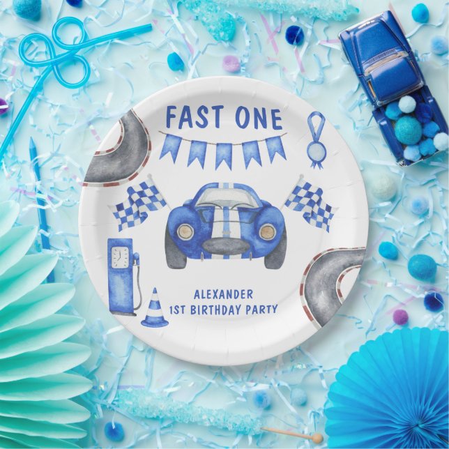 Prato De Papel Race Car Primeira Festa de aniversário (Festa)