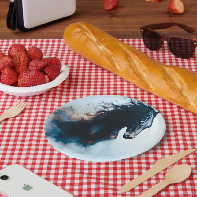 Prato De Papel  Racing Black Horse Portrait Minimalist (Piquenique)