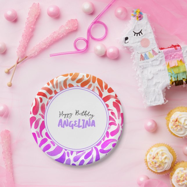 Prato De Papel Rainbow Art Paint Party Girl Aniversário (Festa)