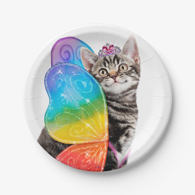 Prato De Papel Rainbow Butterfly Princesa Kitten (Frente)