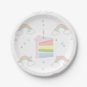 Prato De Papel Rainbow Cake Birthday