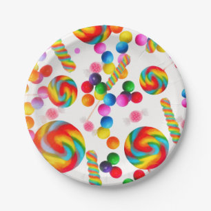 Prato De Papel Rainbow Candy Festa de aniversário Doce Candyland
