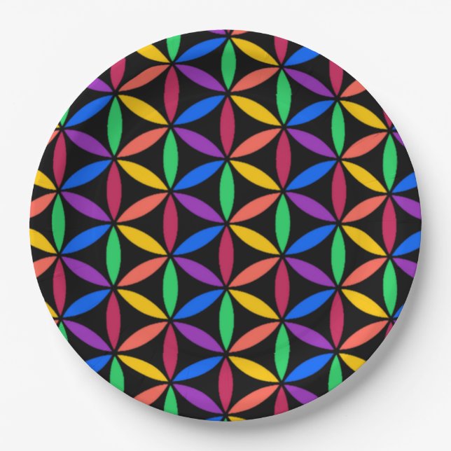 Prato De Papel Rainbow Flower of Life Standard (Flor da Vida) (Frente)