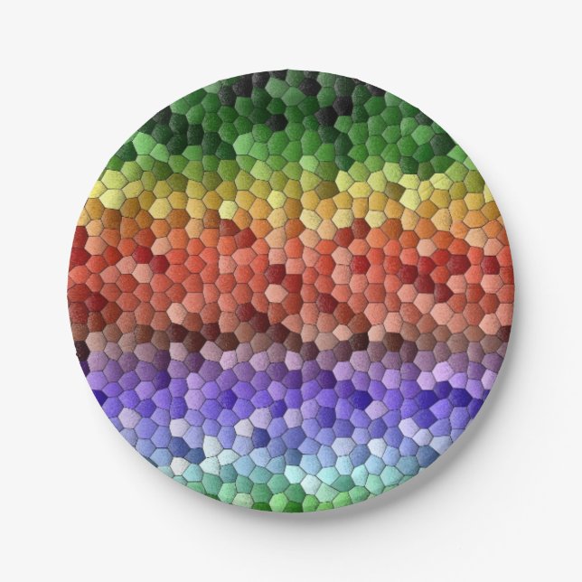 Prato De Papel Rainbow Mosaic Pattern (Frente)