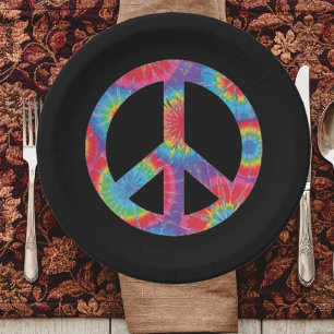 Prato De Papel Rainbow Peace Sign Paper Plates 60s sexagenário