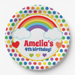 Prato De Papel Rainbows Hearts and Dots Girls