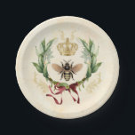 Prato De Papel Rainha Botânica Moderna Vintage<br><div class="desc">Rainha Botânica Moderna Vintage inseto de inseto de mel de abelhas, folhagem elegante retrô-vintage, jardim botânico buquê floral floral floral floral, folha de primavera de Verão, ilustração aquarela desenho luxo, néctar de rainha da arte da coroa, beleza bonita e bonita beleza buzz, flor de asas amarelas, natureza de abelhas silvestres,...</div>