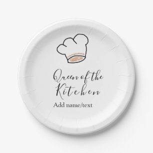 Prato De Papel Rainha da cozinha chef cozinhando adicionar nome c